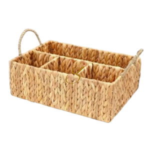 Laquedecraft <b>Wicker</b> 4-section Water Hyacinth <b>Storage</b> <b>Basket</b> <b>for</b> Organizing Bathroom Kitchen <b>Shelves</b> Supplies Organization - Product Image 2