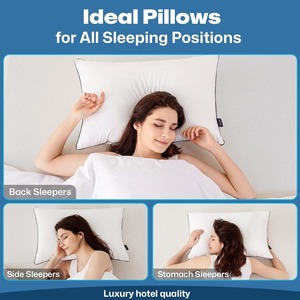 Wholesale TERRALOOM GLOBAL Modern Hotel Bedroom 100% Cotton Premium Quality <b>Bed</b> <b>Pillow</b> Solid White <b>Pillow</b> Case Cover High Neck - Product Image 4
