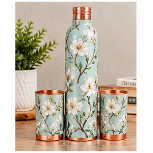 Juego de Botellas de Agua Térmicas de Cobre con Estampado Floral de Aves en Verde Espuma de Mar, Bebedero Portátil para Uso Doméstico - Product Image 5