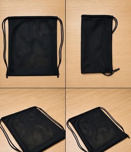 Black Mesh <b>Drawstring</b> <b>Bag</b> Custom Logo Cotton <b>Canvas</b> Backpack Reusable Shopping Gym Travel <b>Bag</b> - Product Image 2