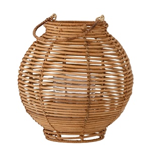 Mini linterna decorativa marrón de ratán de pie nórdica hecha a mano, diseño Vintage redondo para decoración del hogar, venta al por mayor disponible - Product Image 1