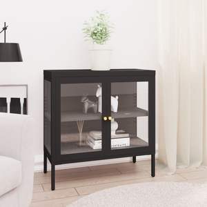 Aparador Mediano en Acero con Recubrimiento en Polvo Negro para Sala de Estar, Gabinetes Elegantes y Duraderos - Product Image 1