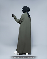 Abaya Modeste Longue Fait Main en Tissu Pêche Respirant Léger Polyester/Laine Coupe Ample Droite à Volants pour Mariage Adultes