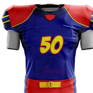 Uniforme de Fútbol Americano Personalizado Azul y Rojo, Completamente Personalizable, de Poliéster Transpirable, Profesional, Unisex para Adultos - Product Image 6