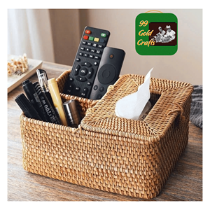 Boîte à mouchoirs en rotin, conçue à partir de matériau en rotin tissé à la main pour le rangement des mouchoirs et la décoration intérieure, fabriquée au Vietnam. - Product Image 1