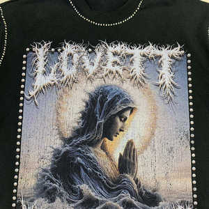 T-shirt imprimé sérigraphié de qualité supérieure, style streetwear, à manches courtes, coupe carrée et ourlet court - Product Image 3