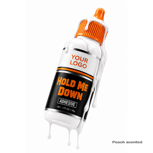 Pegamento para Pelucas HMD Hold Me Down con Aroma a Melocotón, 2.1 oz, Etiqueta Privada, Fijación Extrema, Resistente al Agua - Product Image 1