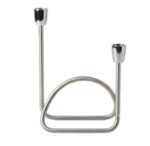 Candelabro de Acero Inoxidable de 2 Brazos, Plateado, Curvo, con Doble Portavelas, Decoración para Mesa de Comedor - Product Image 1