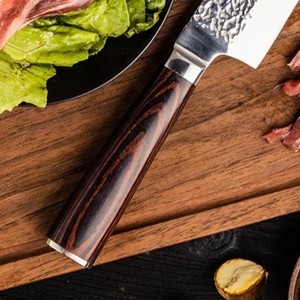 Cuchillo de Chef Ambidiestro Forjado a Mano, Ecológico, Extra Afilado, de Acero Inoxidable Industrial, con Mango de Madera Estilo Vikingo, 8-9.9 Pulgadas - Product Image 2