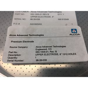 Électrode supérieure Alcoa 050-1005-01, 8 pouces, 1312 trous - Équipement et pièces semi-conductrices de renommée mondiale - Product Image 3