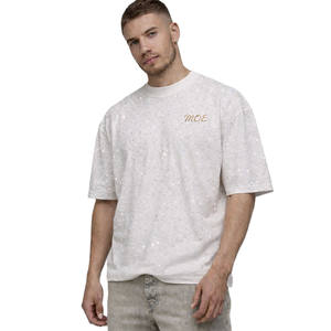 Camiseta Oversize de Algodón Pesado GSM con Pedrería para Hombre, Estilo Urbano, con Bordado de Logotipo Personalizado, Marca Privada, Venta al por Mayor - Product Image 3