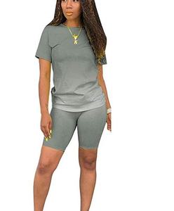 Conjunto de Camiseta y Pantalones Cortos de Verano para Mujer, Holgado, Talla Grande, 100% Algodón - Product Image 1
