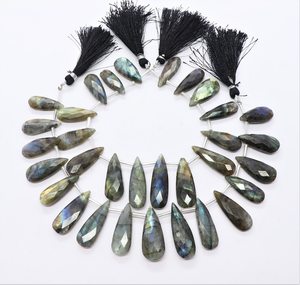 16 perles de labradorite naturelle facettées en forme de poire, labradorite bleue chatoyante, perles de pierres précieuses en forme de poire pour la fabrication de bijoux, vente en gros - Product Image 1