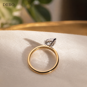 Anillo de Compromiso con Diamante Corte Pera, Chapado en Oro Amarillo de 14K, Anillo de Boda Solitario para Mujer, Certificado por GRA - Product Image 3
