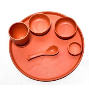 Service de vaisselle artisanal en argile, écologique, biodégradable et réutilisable, petit format, design anti-fuite, style campagnard, pour fêtes, résistant à la chaleur - Product Image 2