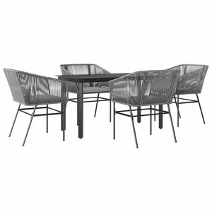 Juego de Comedor para Jardín Negro con Mesa y Sillas Grises con Cojines Gris Claro para Entretenimiento al Aire Libre - Product Image 2