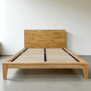 Vietnam-Made Wholesale Rubberwood Queen Bed Frame Japanese Joinery Wooden Platform Beds Minimalist Design Bedroom OEM/ODM - Product Image 1