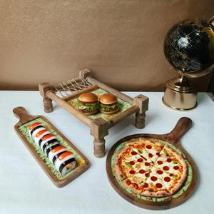 Plateau en bois de style farmhouse, plateau de service en bois d'acacia pour fromage, fruits, pain, décoration rustique de cuisine - Product Image 1