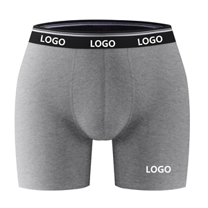 Calzoncillos bóxer rojos de algodón para hombre con logotipo personalizado en la cintura, ropa interior con logotipo de marca, pantalones cortos para hombre, MOQ bajo - Product Image 4