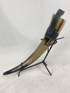 <b>Viking</b> Animal Religious Carved Drinking <b>Horn</b> 12 Inch Waterproof Organic Material with Leather Support & Stand-Bulk Sale India - Product Image 5