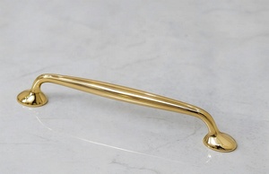 Poignée de barre de luxe non laquée en laiton pour tiroir de meuble, commode, quincaillerie de mobilier avec extrémité sphérique, poignées de porte de placard de chambre - Product Image 4
