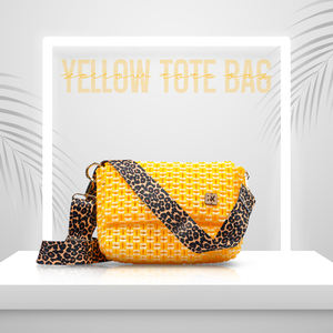 กระเป๋าผ้าทอมือสีเหลืองสดใสยั่งยืนพร้อมสายเสือดาวที่ถอดออกได้และตะขอเกี่ยวได้ง่ายกระเป๋าพกพาที่มีสไตล์ในชีวิตประจำวัน - Product Image 5