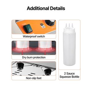 Dispenser Elettrico Commerciale per Bottiglie e Formaggi 0.8x2 L, Temperatura Regolabile 86-185°F, Attrezzatura per Fudge Caldo e Riscaldamento, in Plastica - Product Image 6