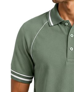 Camiseta Polo Personalizada para Hombre en Verde Salvia, Ropa Deportiva Casual de Verano, Transpirable, para Golf, con Manga Raglán Premium - Product Image 3