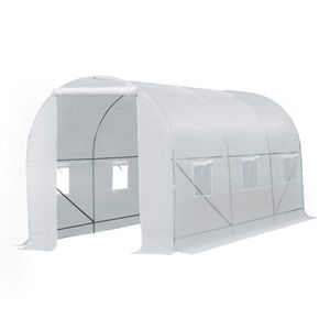 Serra a tunnel grande da giardino 4,5 m x 2,1 m x 2,1 m con 6 finestre avvolgibili e porta in vetro temperato - Product Image 4