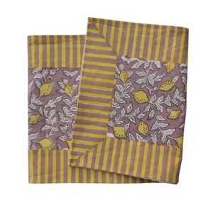 Camino de Mesa de Lona 100% Algodón Puro con Estampado Floral a Mano, 33x120 cm, Camino de Mesa de Algodón Color Limón Tierra a Precio de Mayoreo - Product Image 3