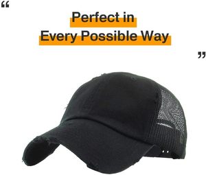 Gorra Trucker Negra Desgastada con Malla, Ajustable, Estilo Snapback, Deportiva e Informal para Adultos Unisex, OEM, Superventas - Product Image 4