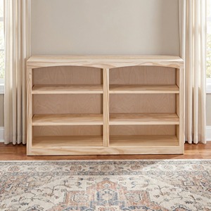 Minimalist Wooden <b>Bookcase</b> Four-Layer Storage Shelf Standing Type For Living Room Durable Lacquered Finish Rectangle Shape - Product Image 5