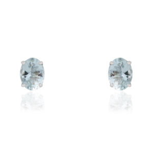 Simple Design 100% Genuine Aquamarine March Birthstone 925 <b>Sterling</b> <b>Silver</b> Handmade <b>Stud</b> Earrings For Women - Product Image 1
