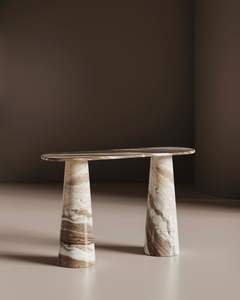 <b>Marble</b> Solid Surface Water Resistant Modern <b>Console</b> <b>Table</b> with Polished Finish and Square Edge for Interior Use - Product Image 1