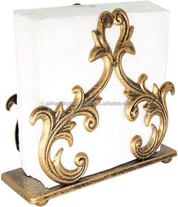 Support de serviettes en métal Glamour, finition dorée, porte-boîte à mouchoirs sur pied, accessoire décoratif pour table de cuisine, décoration intérieure - Product Image 6