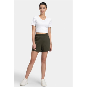 กางเกงขาสั้นผู้หญิงสีเขียวมะกอก ผ้าถักเนื้อนุ่ม ยืดหยุ่น ใส่สบายทุกวัน เหมาะสำหรับฤดูร้อน - Product Image 1
