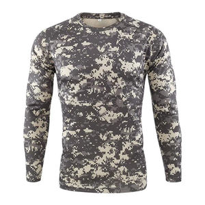 T-shirt de chasse et de pêche pour homme à manches longues, col rond uni, séchage rapide, respirant, coupe classique, en coton/fibre de bambou tricoté - Product Image 2