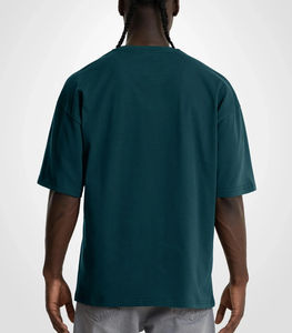 T-shirt formel tricoté pour homme, 100% Coton, Grammage lourd, Style Hip Hop, Style urbain, Personnalisable, Séchage rapide, Coupe droite, Épaules tombantes - Product Image 3