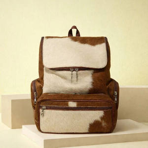 Rugged Western Hair-on <b>Leather</b> <b>Backpack</b> <b>Real</b> Cowhide Fur Outdoor Rucksack Custom <b>Leather</b> Bag Factory LHBP-0215 - Product Image 1