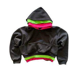 Sweat à capuche double couche rose pour homme, marque privée |   Logo personnalisé, étiquettes et emballages |   Sweat-shirt streetwear en gros - Product Image 4