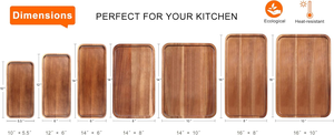 Elegante Bandeja Rectangular de Madera para Servir, con Bordes Redondeados y Acabado Liso, para Comida, Café, Té, Desayuno - Product Image 4