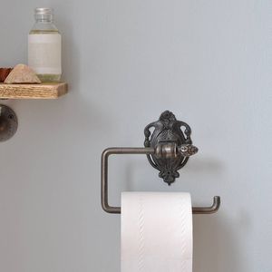 Rustic Iron Toilet Paper Holder Farmhouse Style Wall Mounted Tissue Roll <b>Rack</b> Bathroom Storage Organizer Accessory - Product Image 1