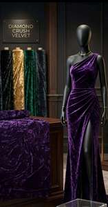 Diamond Crush Velvet Premium High Glossy Anti Pill Medium <b>Weight</b> Polyester <b>Fabric</b> for High End Fashion - Product Image 2