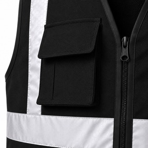 2026 New Black <b>Mesh</b> Safety Vest Reflective Strips Zip Closure Front Back Pockets Workwear Uniform Factory Direct Supplier - Product Image 4