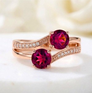 Bague de fiançailles vintage en argent sterling 925 plaqué or rose avec rubis rouge naturel, vente en gros de bagues fines pour femmes - Product Image 1