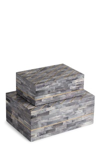 Handmade Blue & White Bone Inlay <b>Stackable</b> Jewelry <b>Storage</b> Box Chess Geometric Design for Living Room Home Decor Gift <b>Container</b> - Product Image 2