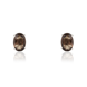 5x7 mm Oval Cut Natural Smoky Topaz Gemstone 925 <b>Sterling</b> <b>Silver</b> <b>Stud</b> Earrings Fine Jewelry For Women's - Product Image 1
