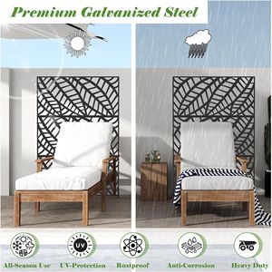 Free-Standing Indoor/Outdoor Metal Privacy <b>Screen</b> Panels <b>Leaf</b> Shaped Decorative Divider for Balcony Patio Garden - Product Image 4