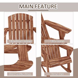 Sedia a dondolo Adirondack con design a doghe in legno carbonizzato per esterni, ideale per salotto e zona braciere - Product Image 6