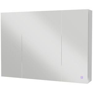 Armadietto a specchio da bagno con ricarica USB con ripiano regolabile 35.5 "W X 25.5" H portaoggetti bianco - Product Image 1